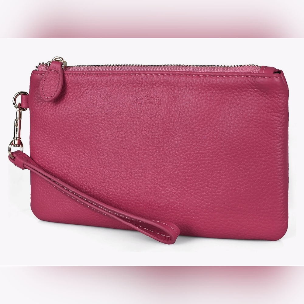 Hot Pink Pebbled Leather Wristlet